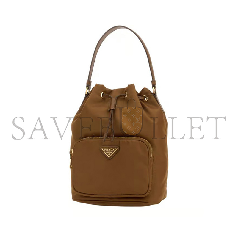 PRADA BROWN LOGO BUCKET BAG 1BH038 (22.5*17.5*12cm)